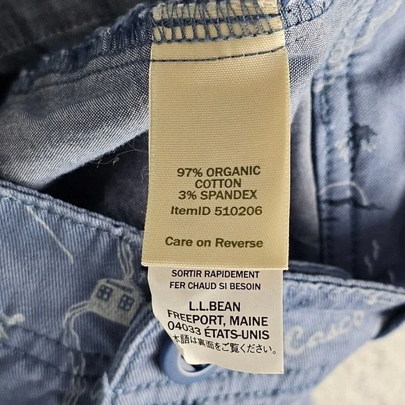 LL Bean Blue Favorite Fit Chino Shorts Womens 8 Stretch Lightweight Geometric - Picture 8 of 11